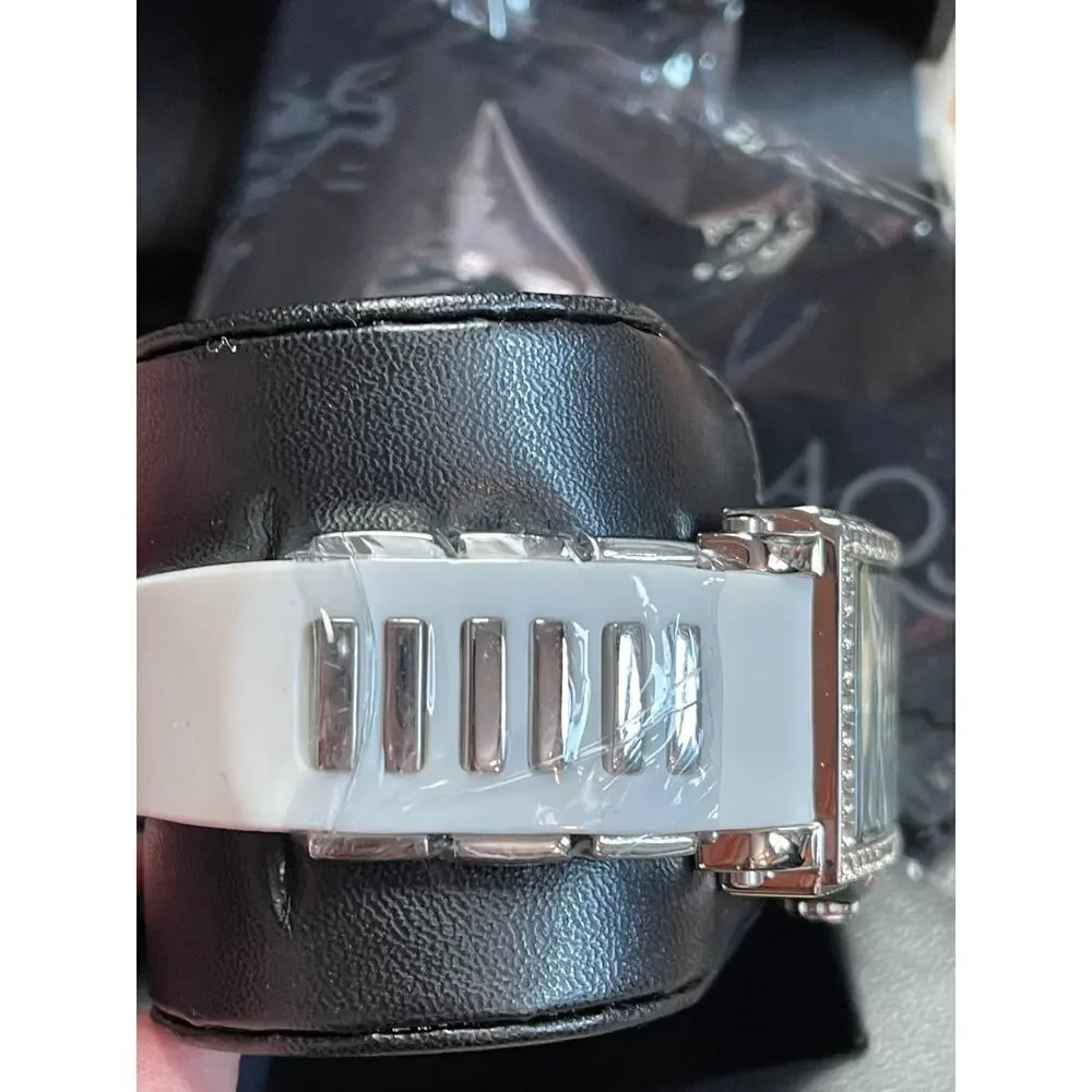 Aquaswiss Kelly Ladies Silver White Rubber White Bracelet W.Silver Watch NIB